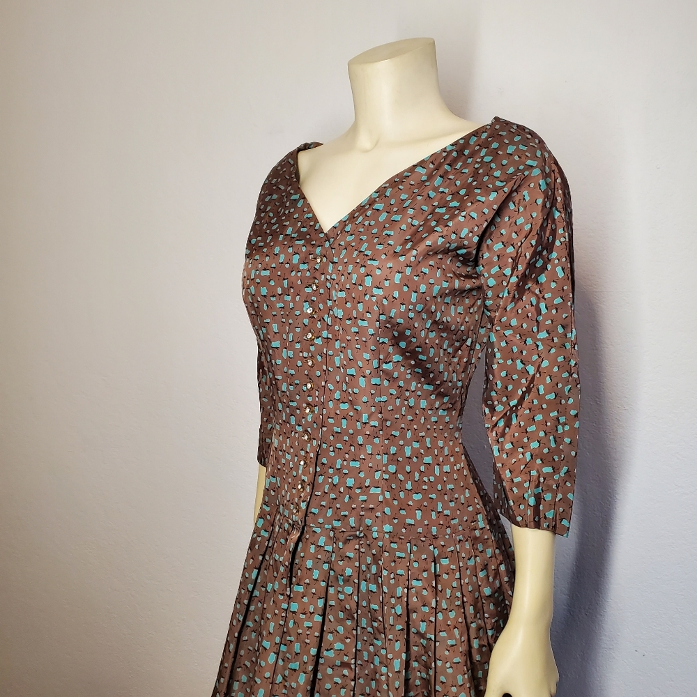 50s Vintage Fit Flare Abstract Fruit Dress